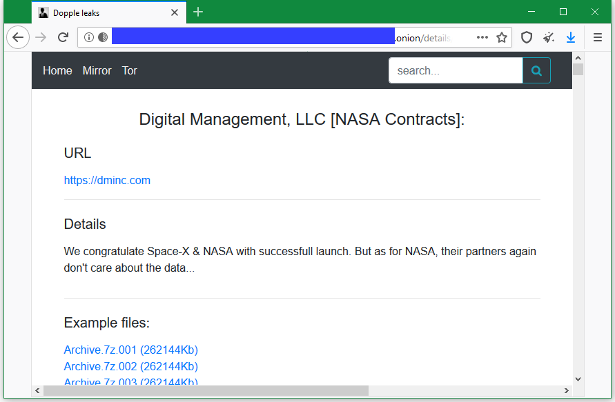 DopplePaymer hacked NASA contractor