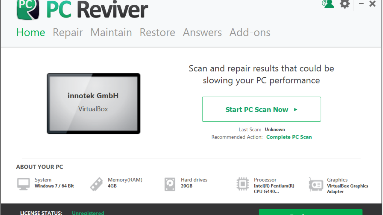 pc reviver license key inly