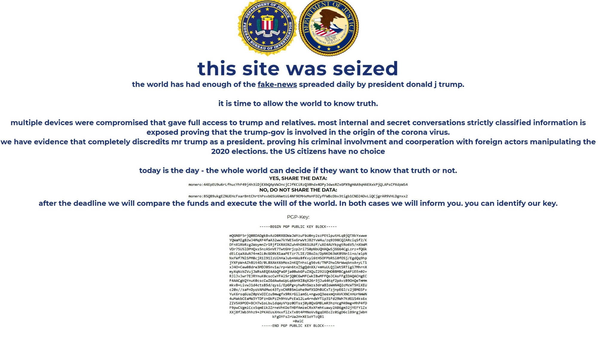 hacked Donald Trump website
