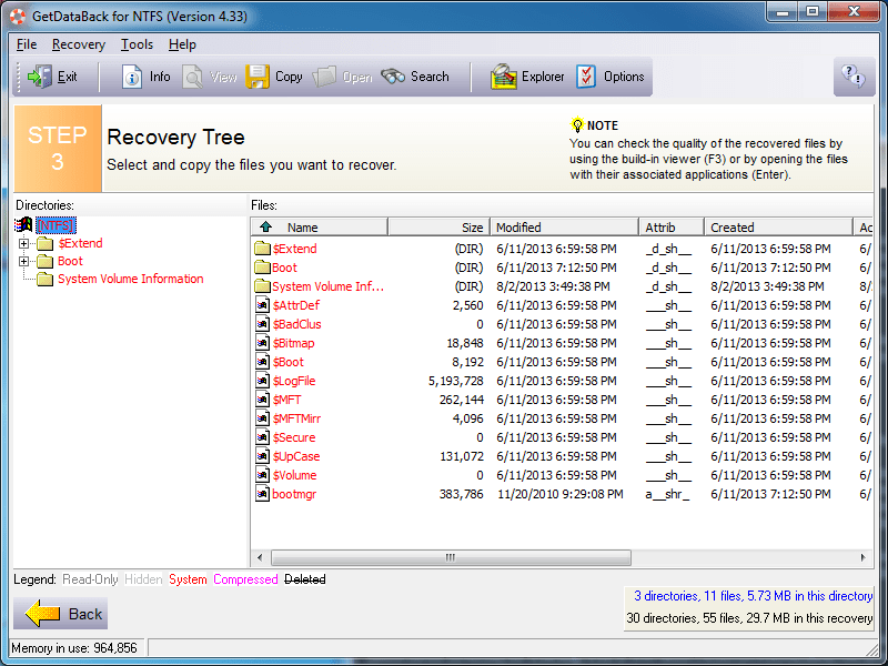 GetDataBack interface in file recovery mode