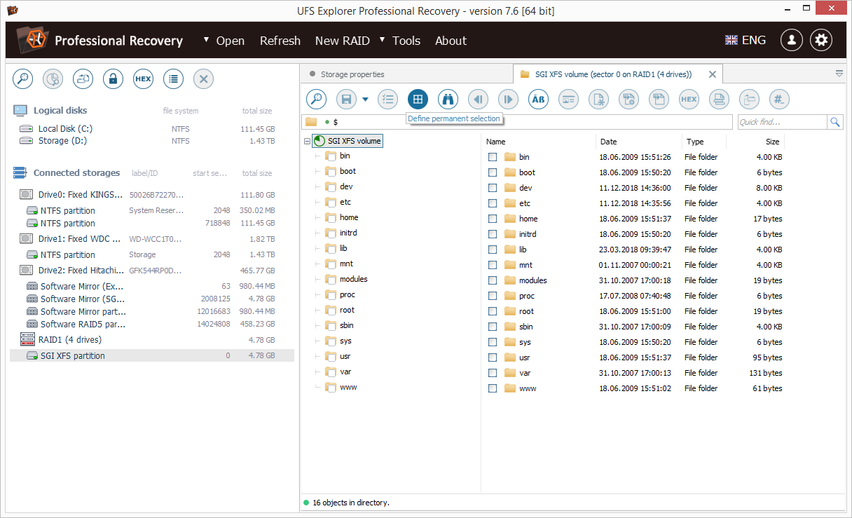 UFS Explorer in the file recovery mode