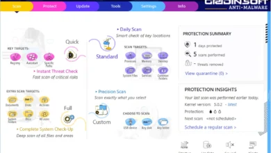 GridinSoft Anti-Malware Scan tab with Quick, Standard, Full and Custom scans