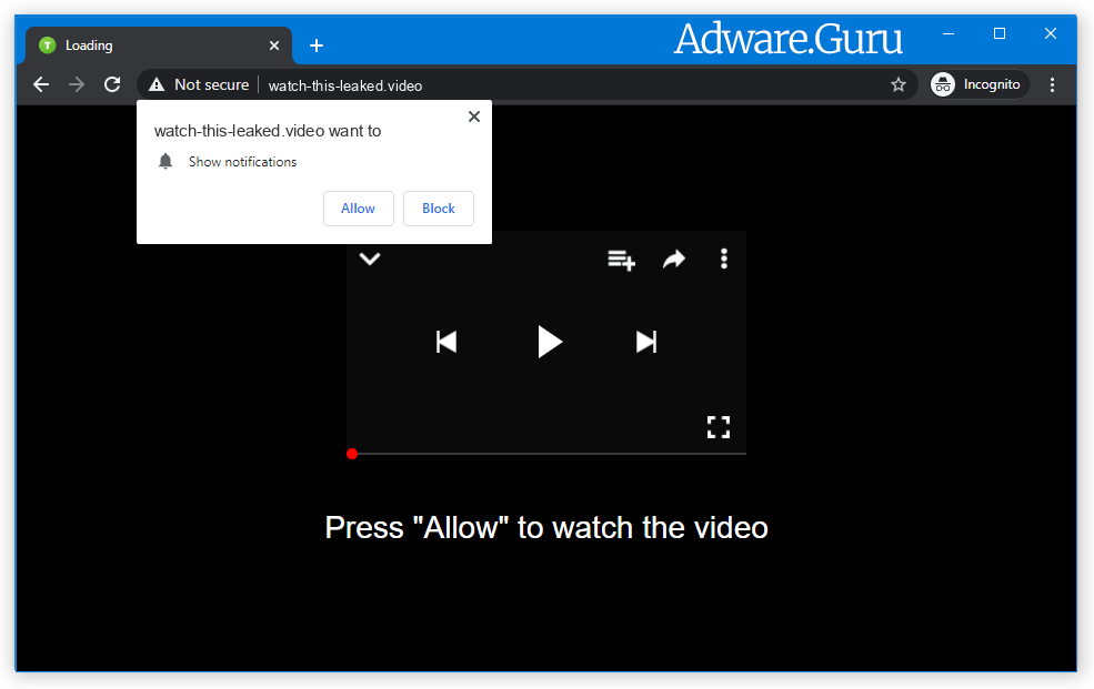 Browser is redirected to Watch-this-leaked.video