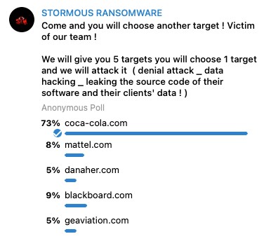 Stormous hacked Coca-Cola