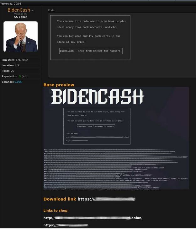 Carding site BidenCash