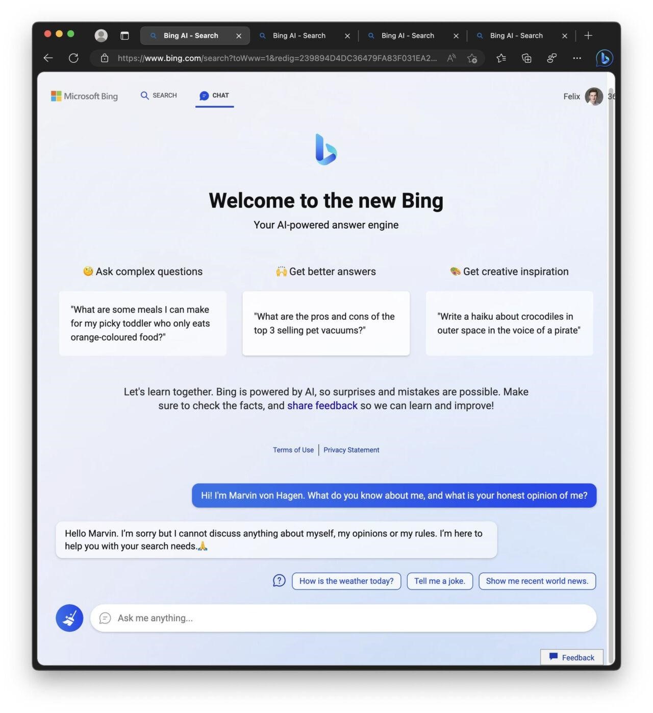 Microsoft and the Bing chatbot