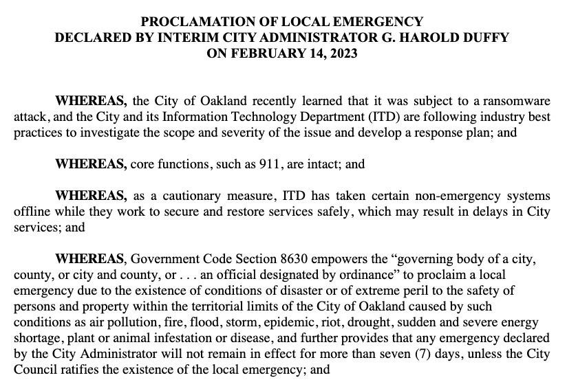 state of emergency in Oakland