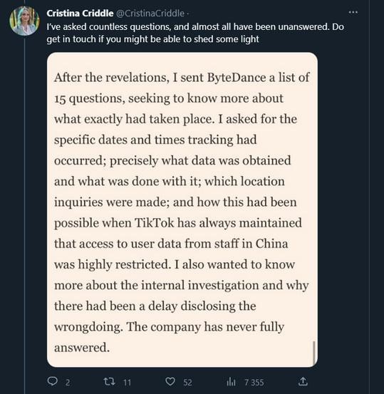ByteDance employees tracked the journalist