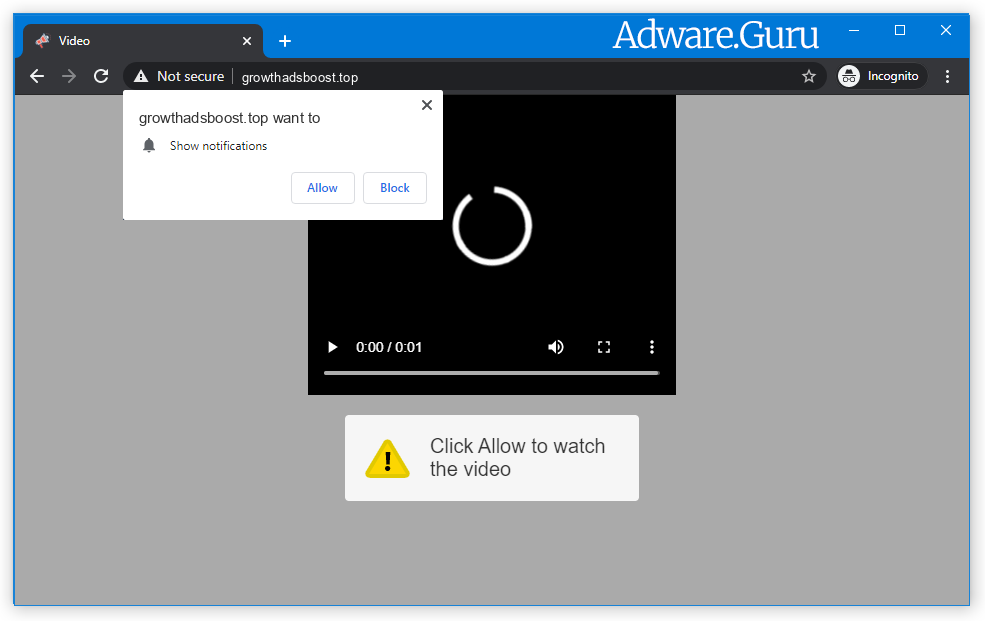 Chrome browser is redirected to Growthadsboost.top