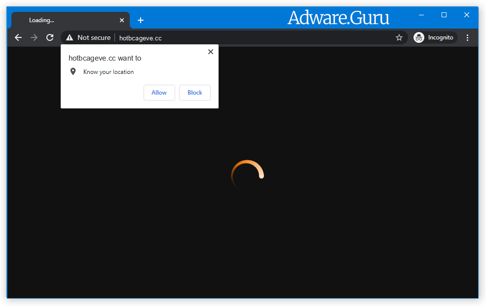 Browser is redirected to Hotbcageve.cc