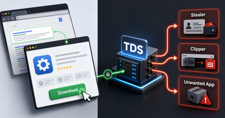 Fake Download Sites Hijack Clicks Through Hidden TDS Redirects