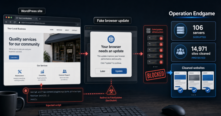 SocGholish Fake Browser Update Network Disrupted in Operation Endgame