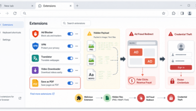 StegoAd Edge extensions hiding malware in image and font files