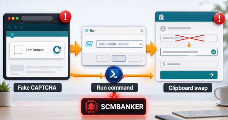 SCMBANKER Uses Fake CAPTCHA Pages to Hijack Bank Transfers